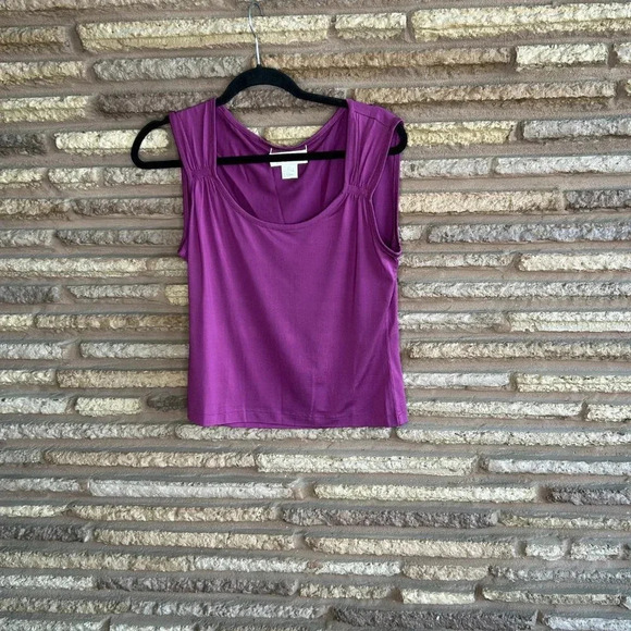 Doncaster Fuchsia Stretch Silk Sleeveless Tank Size Medium - Picture 2 of 6